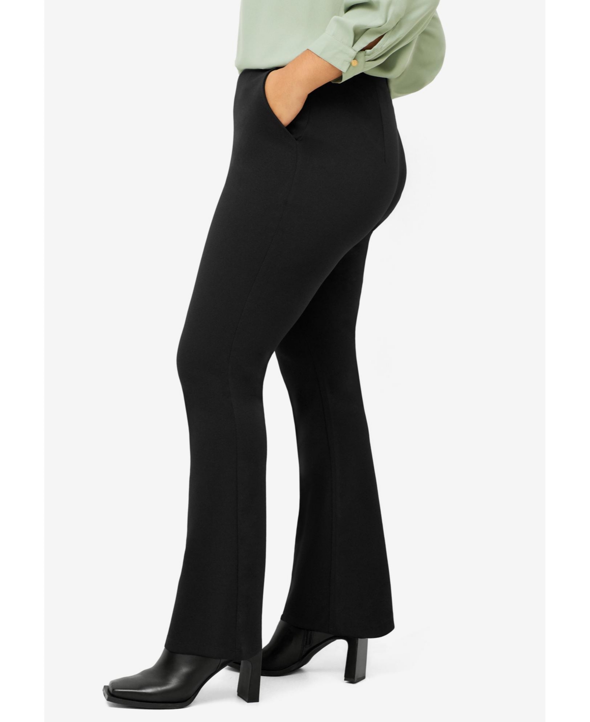 ellos Women's Knit Bootcut Pants With Pockets