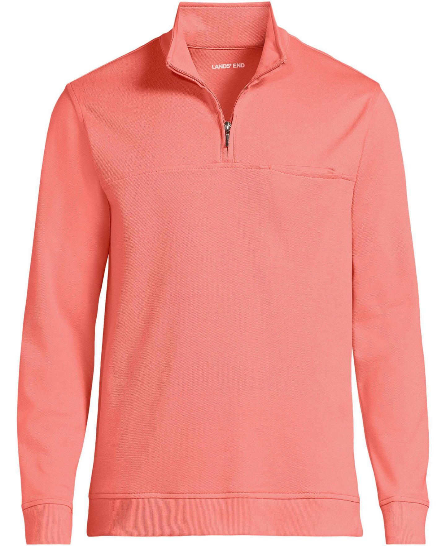 Мужские свитшоты Lands' End Long Sleeve Travel Kit Pique Quarter Zip Sweatshirts, цвет: Коралловый глиняный — фото 3
