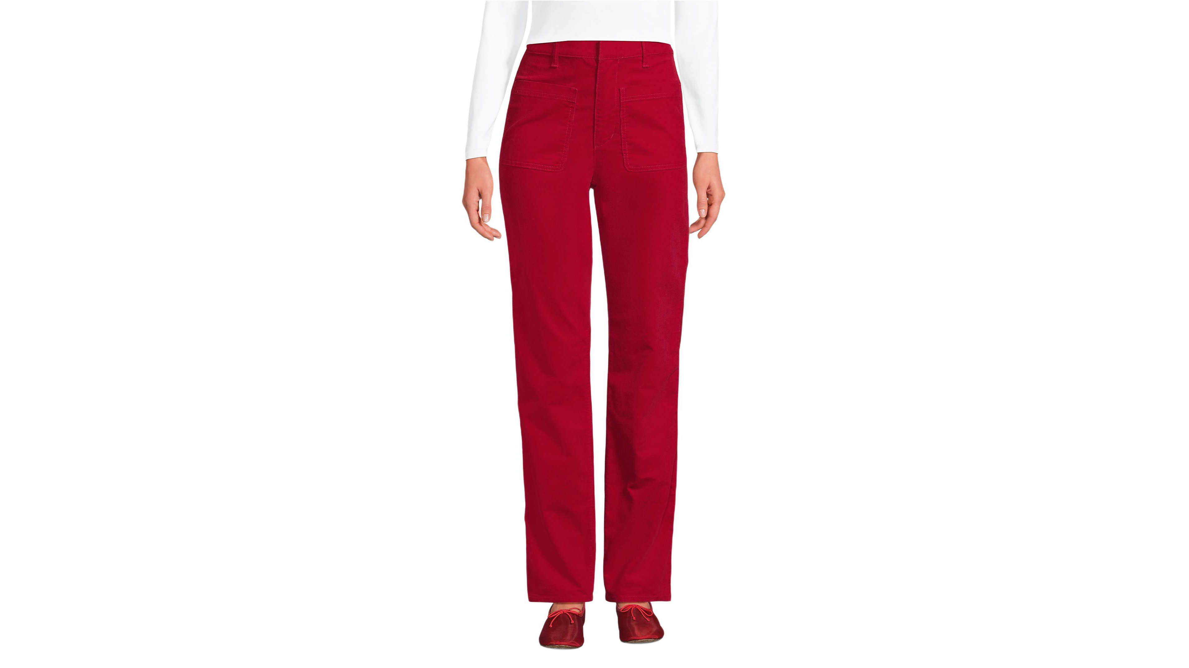 Lands' End Women's Corduroy High Rise Rail Straight Leg Pants