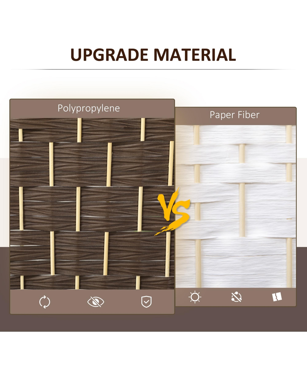 Homcom 6 Panel Room Divider Hand-Woven Freesding Partition,