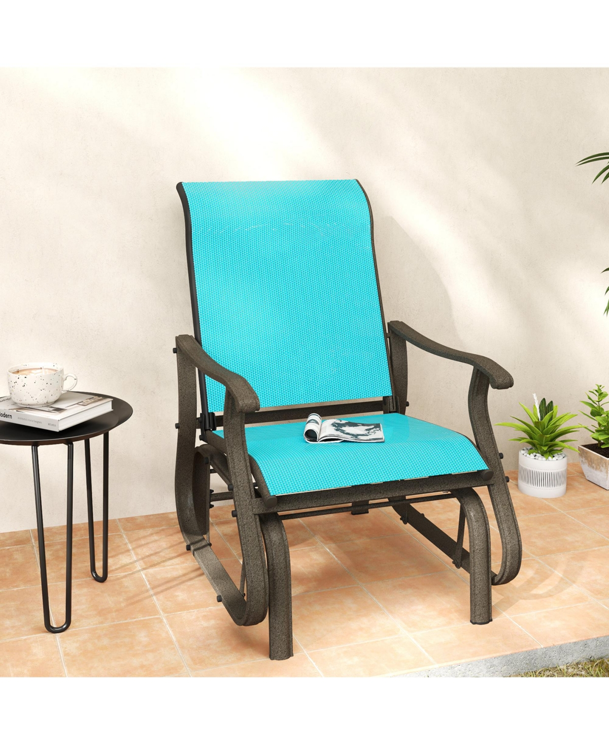 Outsunny Outdoor Glider Chair, Steel Rocking