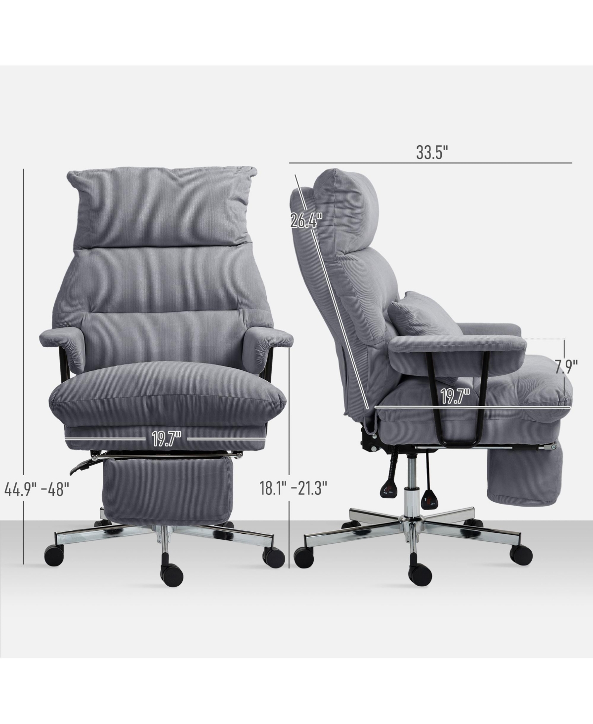 Homcom Large Office Chair, Reclining Desk Chair with Lumbar Support,