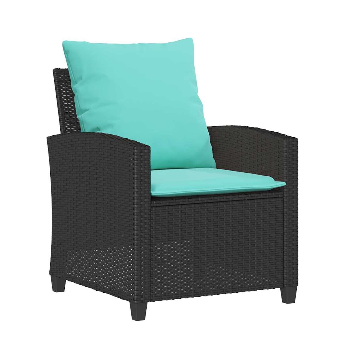 4 Piece Patio Sofa Set with Cushions Black Poly Rattan