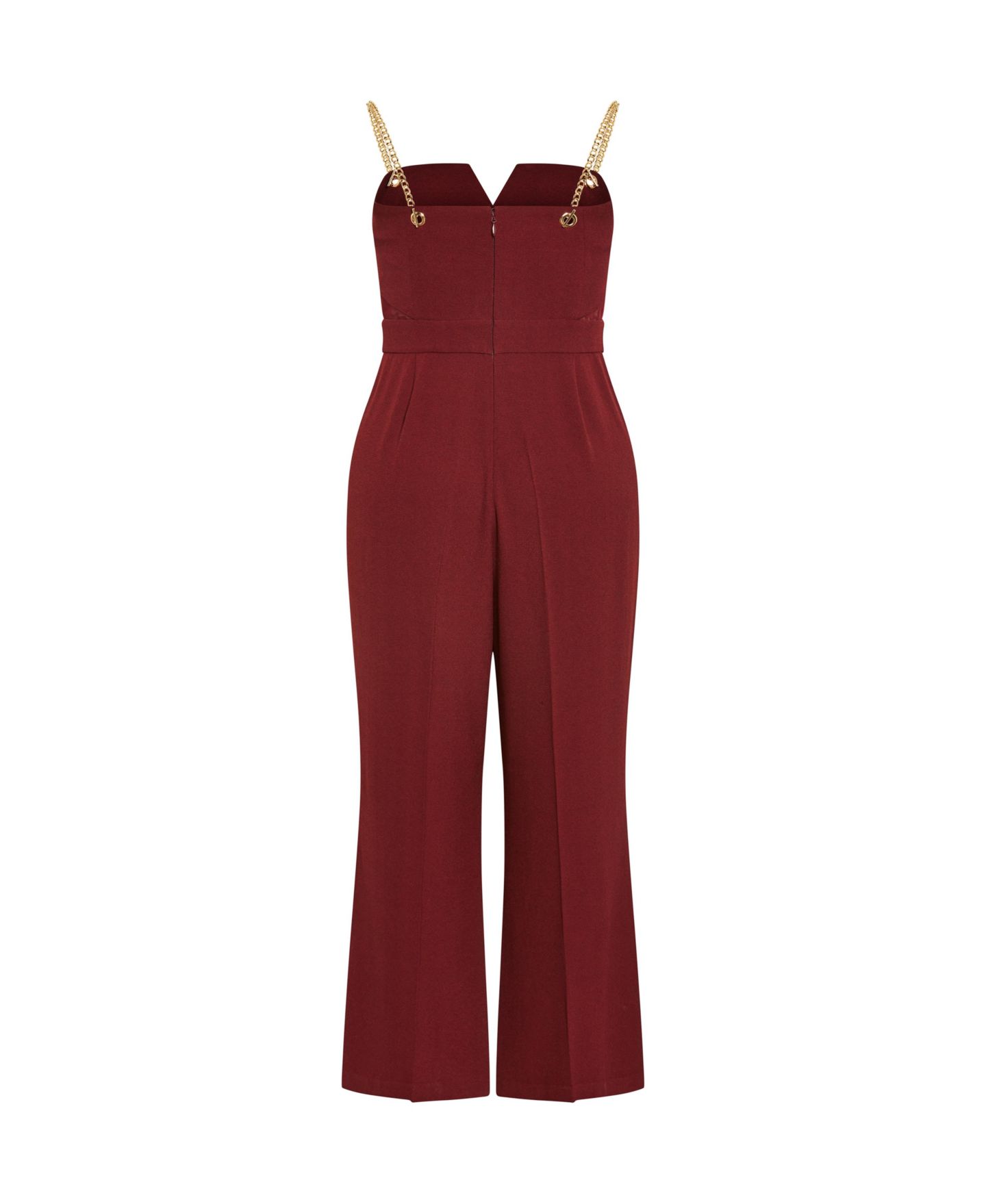 Женский комбинезон CITY CHIC Plus Size Ann Chain Sleeveless Wide Leg Jumpsuit, цвет: Тёмно-бордовый — фото 5