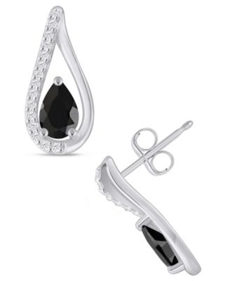 Gemstone and Diamond Earrings (1/6 ct. t.w.) in 10k White Gold (also in 10k Yellow Gold)