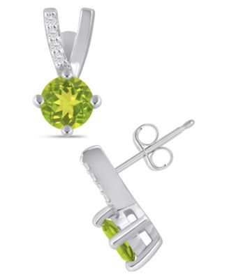 Gemstone and Diamond Earrings (1/20 ct. t.w.) in 10k White Gold (also in 10k Yellow Gold)