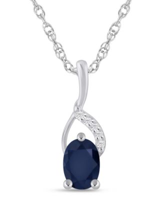 Gemstone and Diamond Accent Pendant Necklace in 10k White Gold 