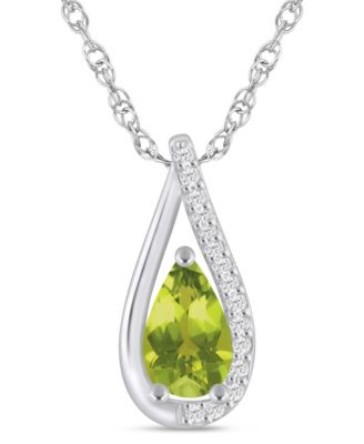 Gemstone and Diamond Pendant Necklace (1/10 ct. t.w.) in 10k White Gold (also in 10k Yellow Gold)