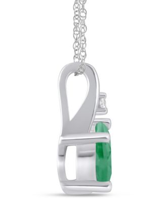 Gemstone and Diamond Accent Pendant Necklace in 10k White Gold (also in 10k Yellow Gold)