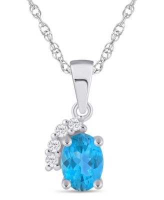 Gemstone and Diamond Pendant Necklace (1/20 ct. t.w.) in 10k White Gold (also 10k Yellow Gold)