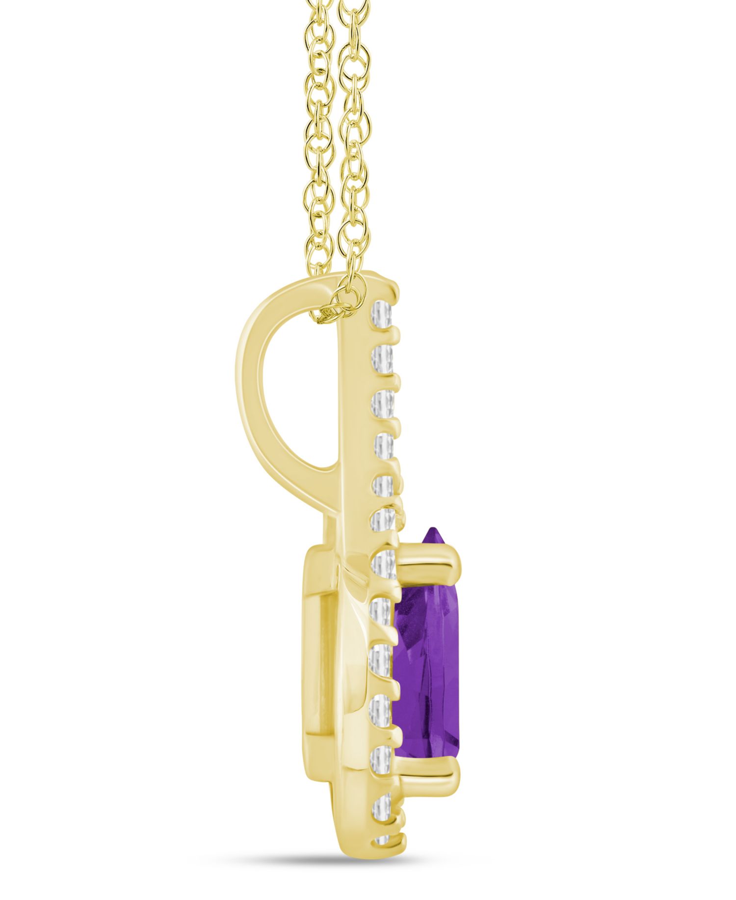 Gemstone and Diamond Halo Pendant Necklace (1/5 ct. t.w.) in 10k White Gold (also in 10k Yellow Gold)