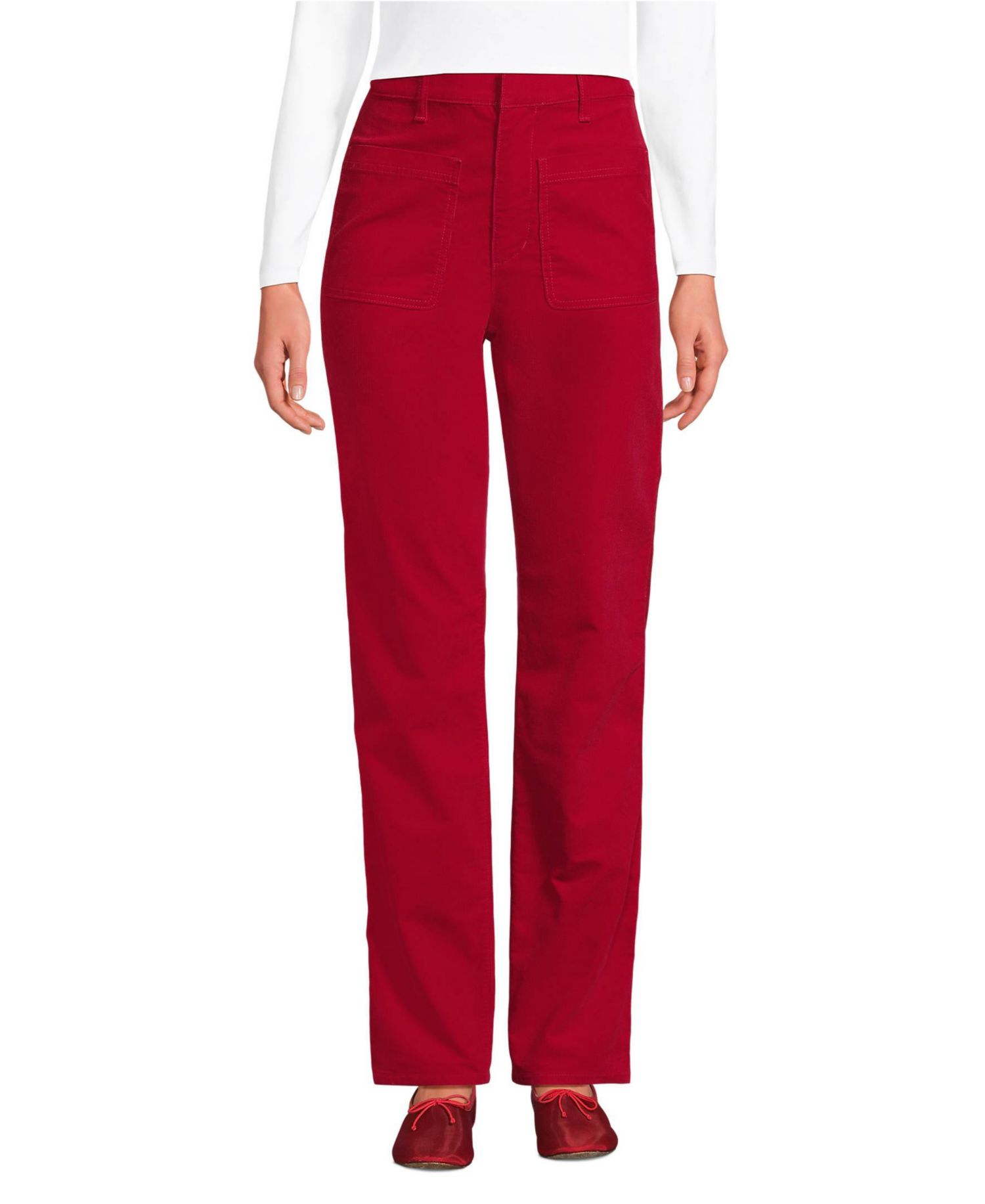 Petite Corduroy High Rise Rail Straight Leg Pants