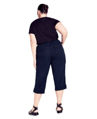 Women's Plus Size Cotton Roll Up Capri