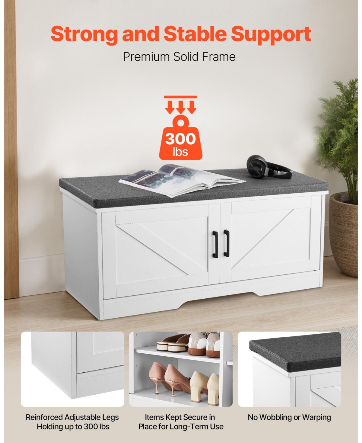 Slickblue Wooden Shoe Rack Bench with Padded Seat and Adjustable Shelf for Entryway