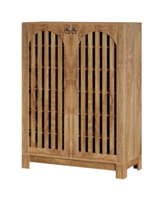 Shoe Cabinet with Airy Doors, 6-Tier Entryway Shoe Storage Rack Organizer with Adjustable Shelves