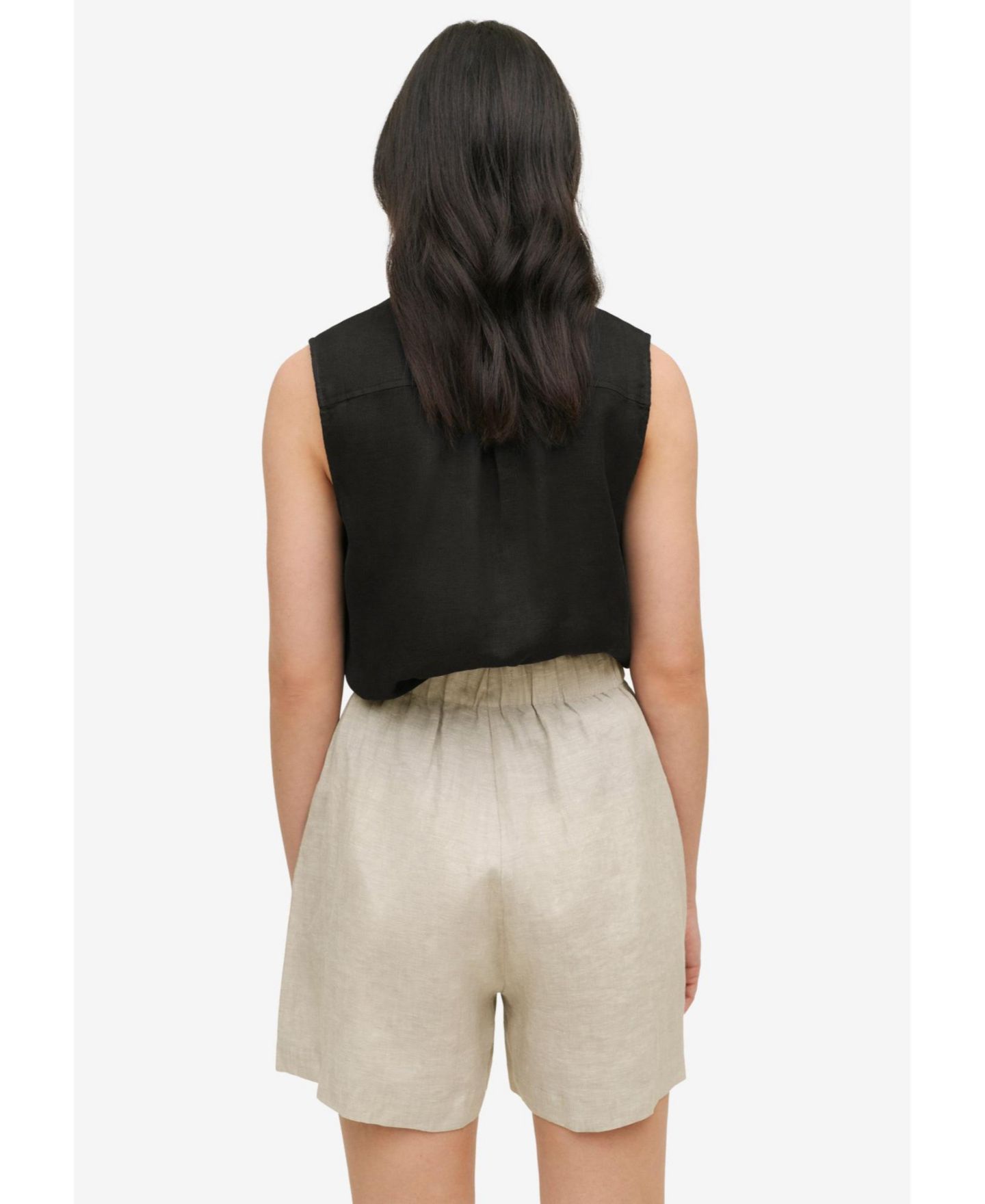 Женские шорты ellos Plus Size Linen-Blend Pull-On Elastic Waist, цвет: Меланжевый песочный — фото 2
