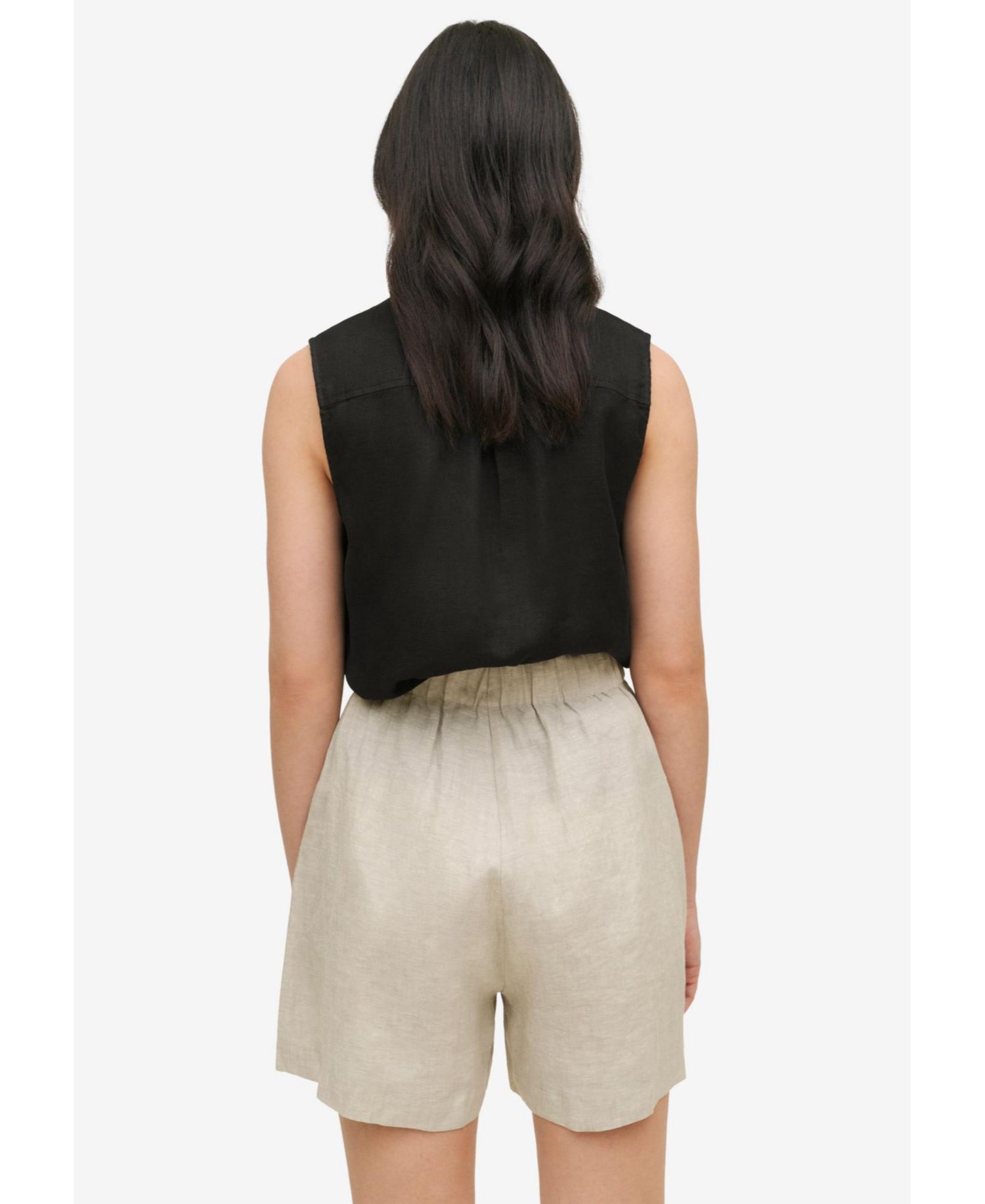 Plus Size Linen-Blend Pull-On Elastic Waist Shorts