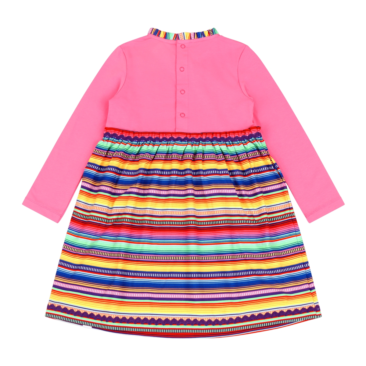 Mixed Up Clothing Girls Long Sleeve Ruffle Trim Dress - Fiesta Stripes