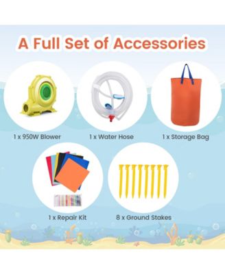 5-in-1 Inflatable Bounce House with 2 Water Slides and Large Splash Pool With 950W Blower