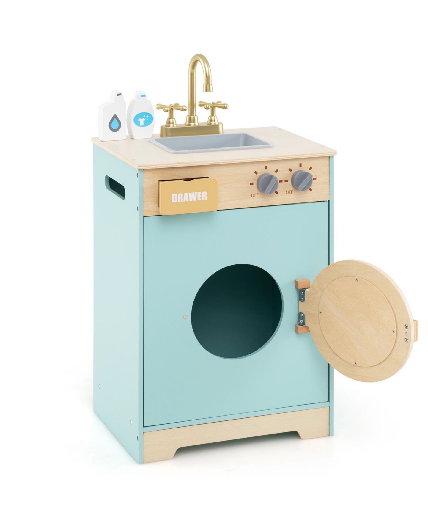 Детский игровой набор SKONYON Laundry Wooden Playset, Ages 3+, цвет: Синий — фото 4