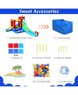 9-in-1 Inflatable Kids Water Slide Bounce House without Blower