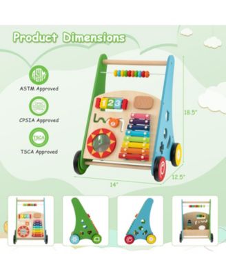 Toddler Push Walker Activity Center Toy with Burr-free Handle