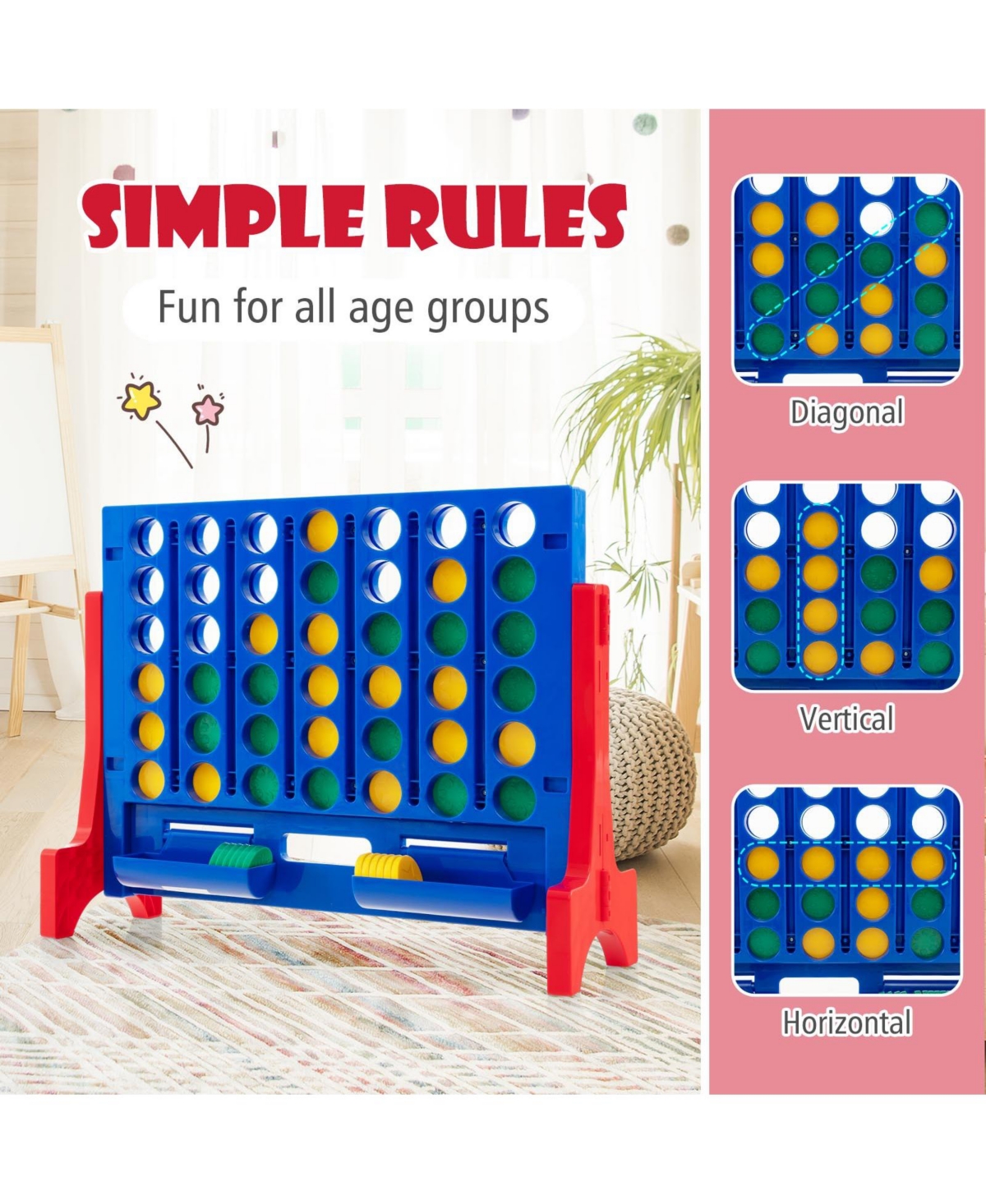 Mecale Jumbo 4-to-Score Connect Game Set with Carrying Bag and 42 Coins