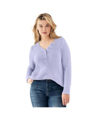 Plus size Women's Button Y-Neck Sweater