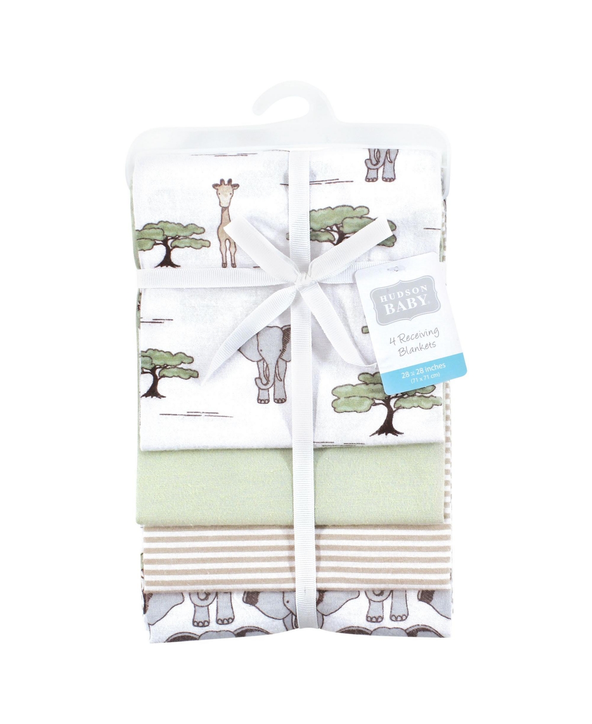 Hudson Baby Cotton Flannel Receiving Blankets 4-Pack, Wild Safari Adventures , One Size