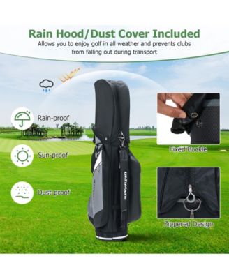 14-Way Golf Cart Stand Bag with Waterproof Rain Hood