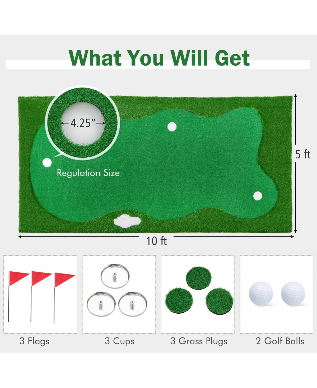 Sugift Golf Putting Green with Realistic Artificial Grass Turf-l