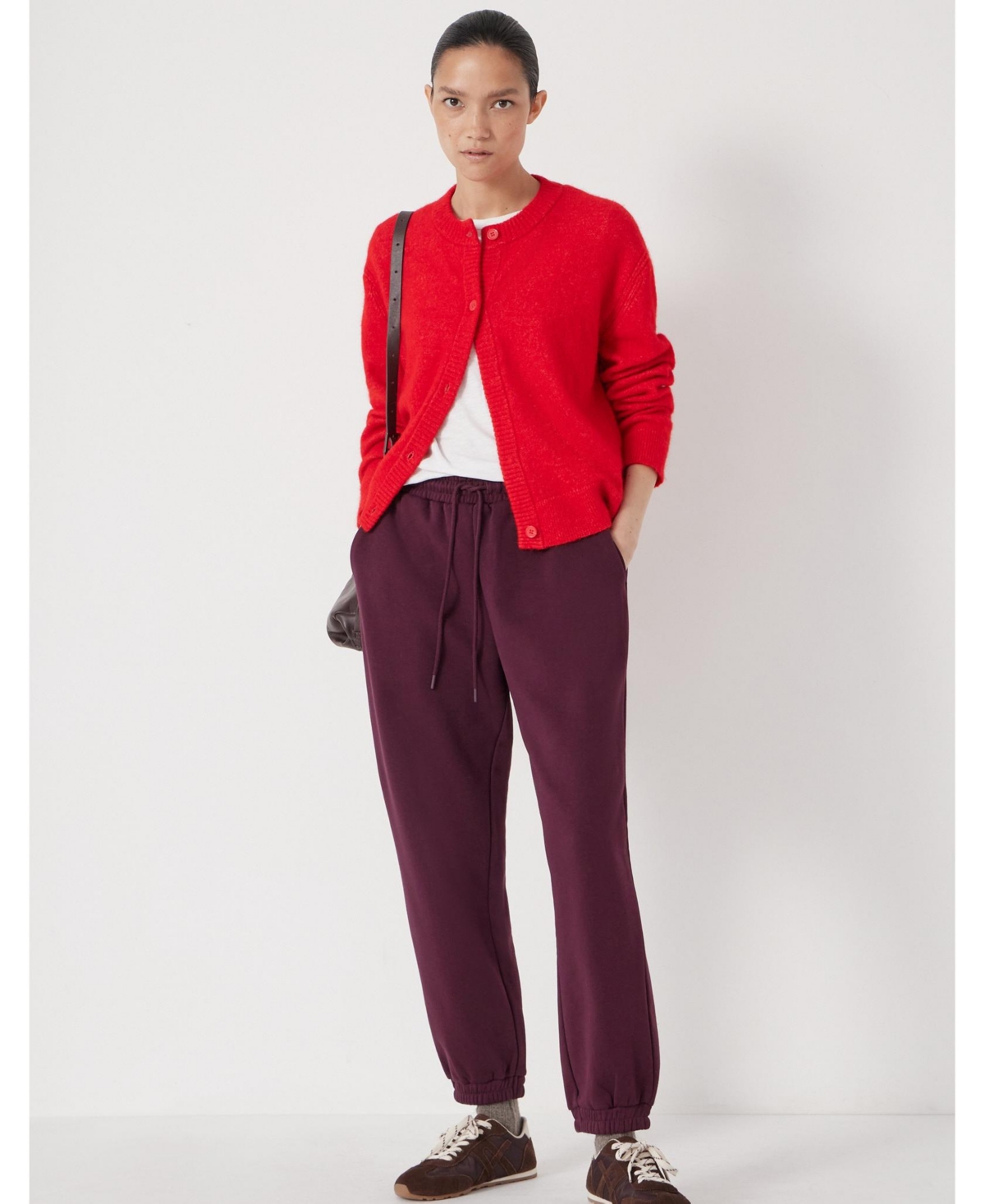 Hush Women's Crew Neck Boxy Wool Blend Cardigan Sweaters