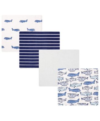 Hudson Baby Infant Boys Cotton Flannel Receiving Blankets 4-Pack, Born To Fly , One Size - Born to fly