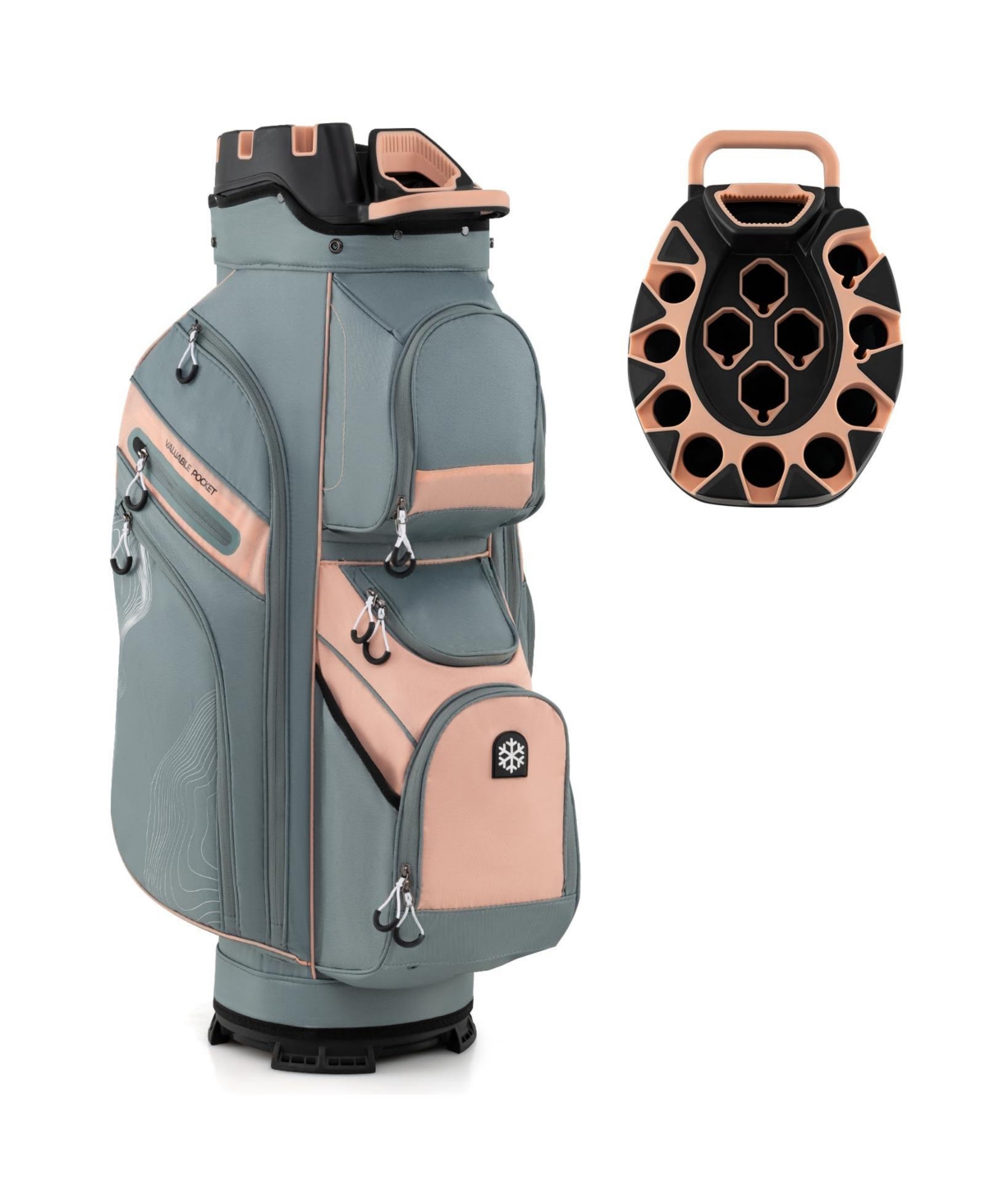 Mecale Molded Lock Top Golf Cart Bag with 14-Way Full Length Dividers and 11 Pockets