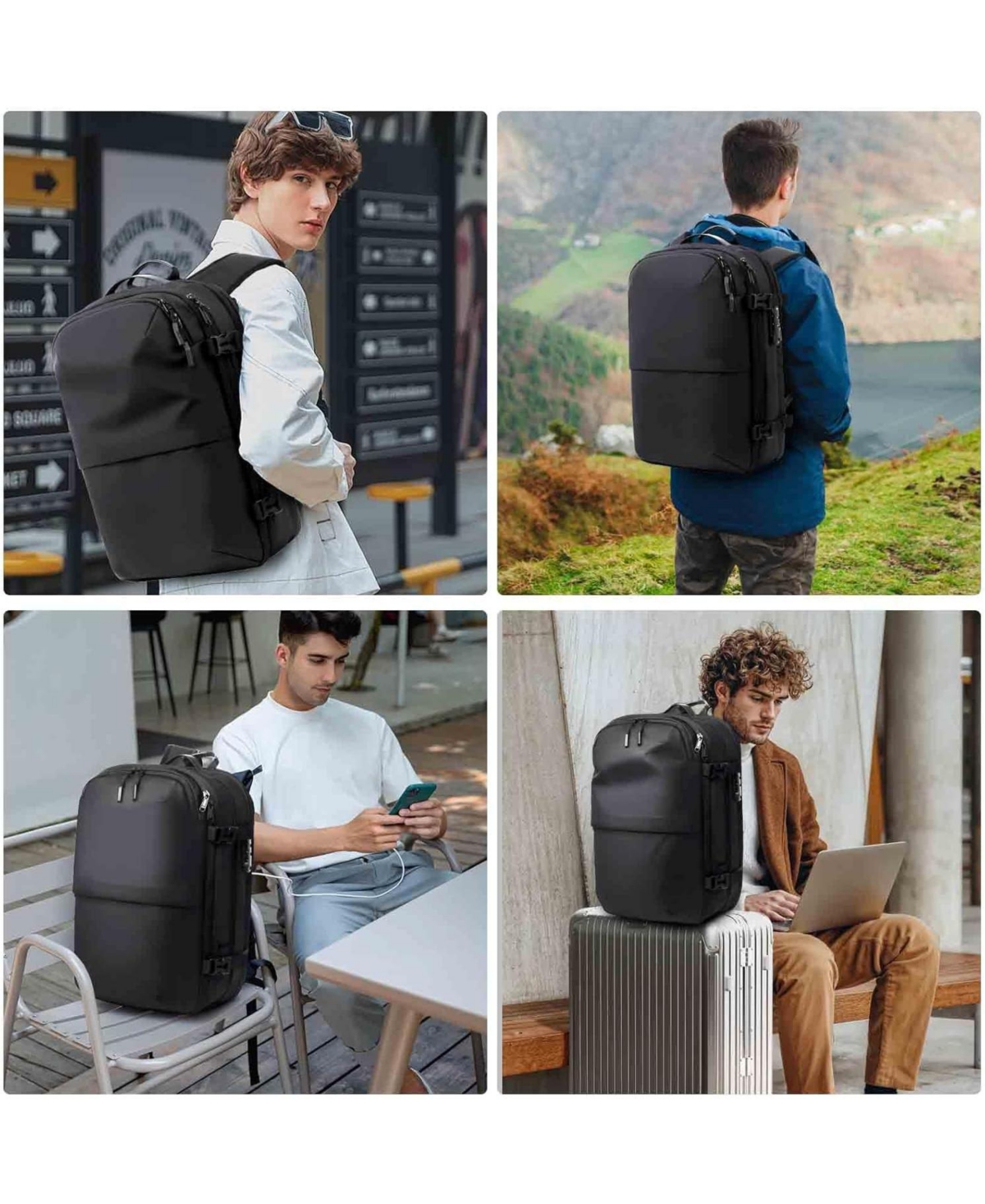 Batfox Vacuum Compression Travel Backpack, 60L Expandable VacPack with Pump & Tsa Lock - Charcoal (Electric Air Pump Included)