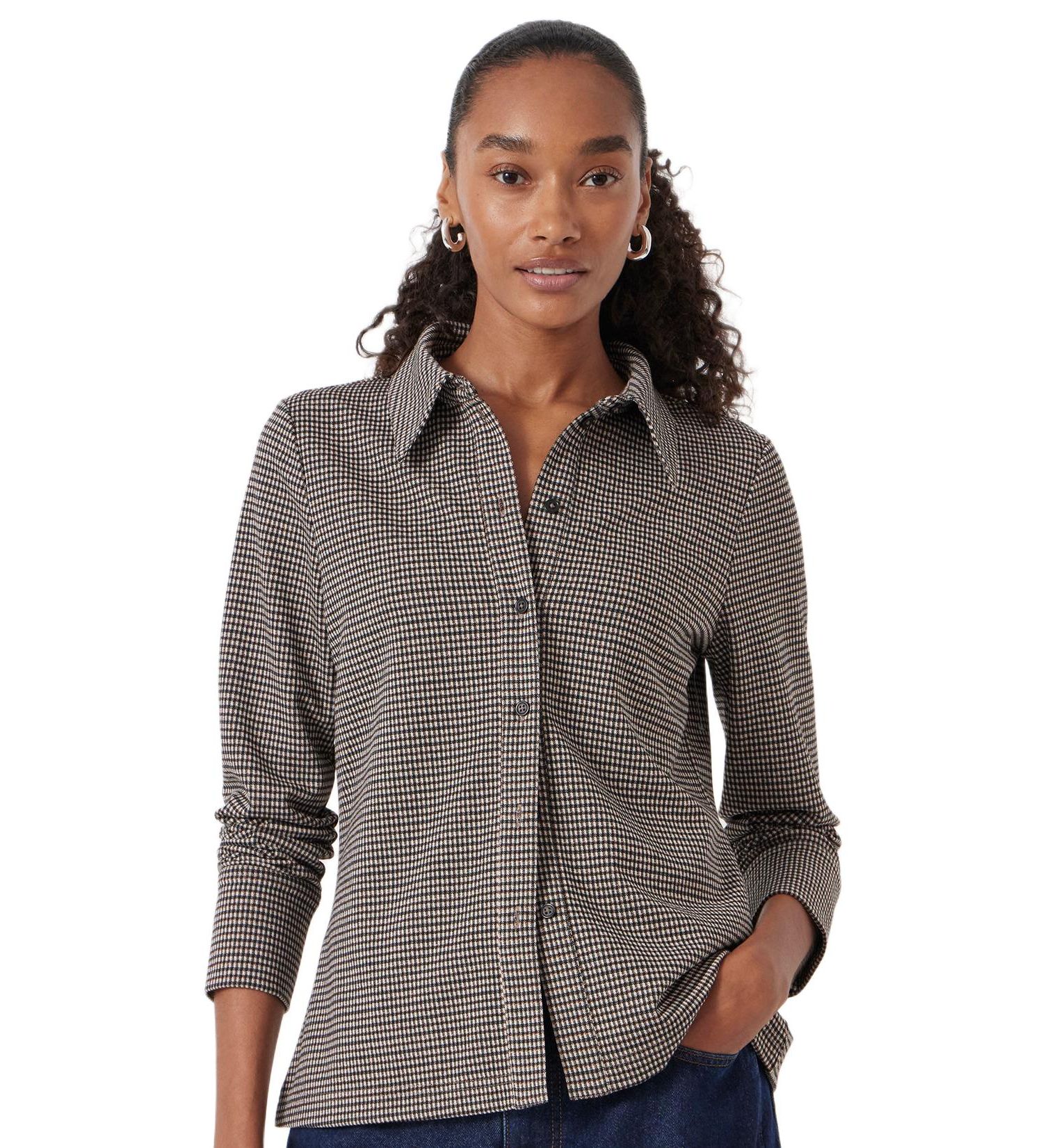 Women's Fitted Check Jersey Shirt
