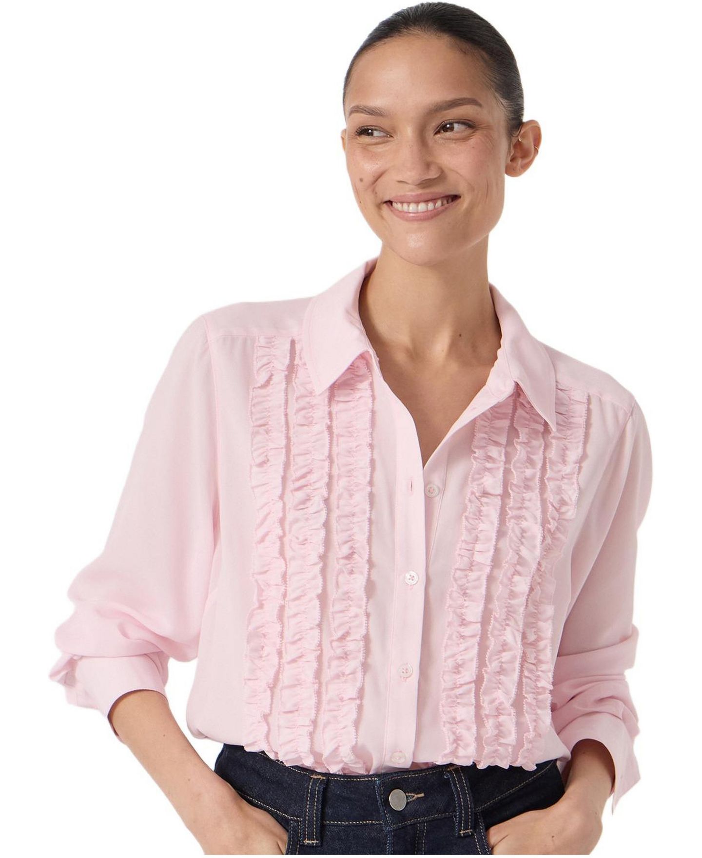 Женская блузка Hush Chiffon Ruffle, цвет: Мягкий розовый — фото 1