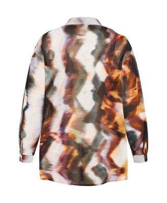 Plus Size Sheer Lover Print Shirt