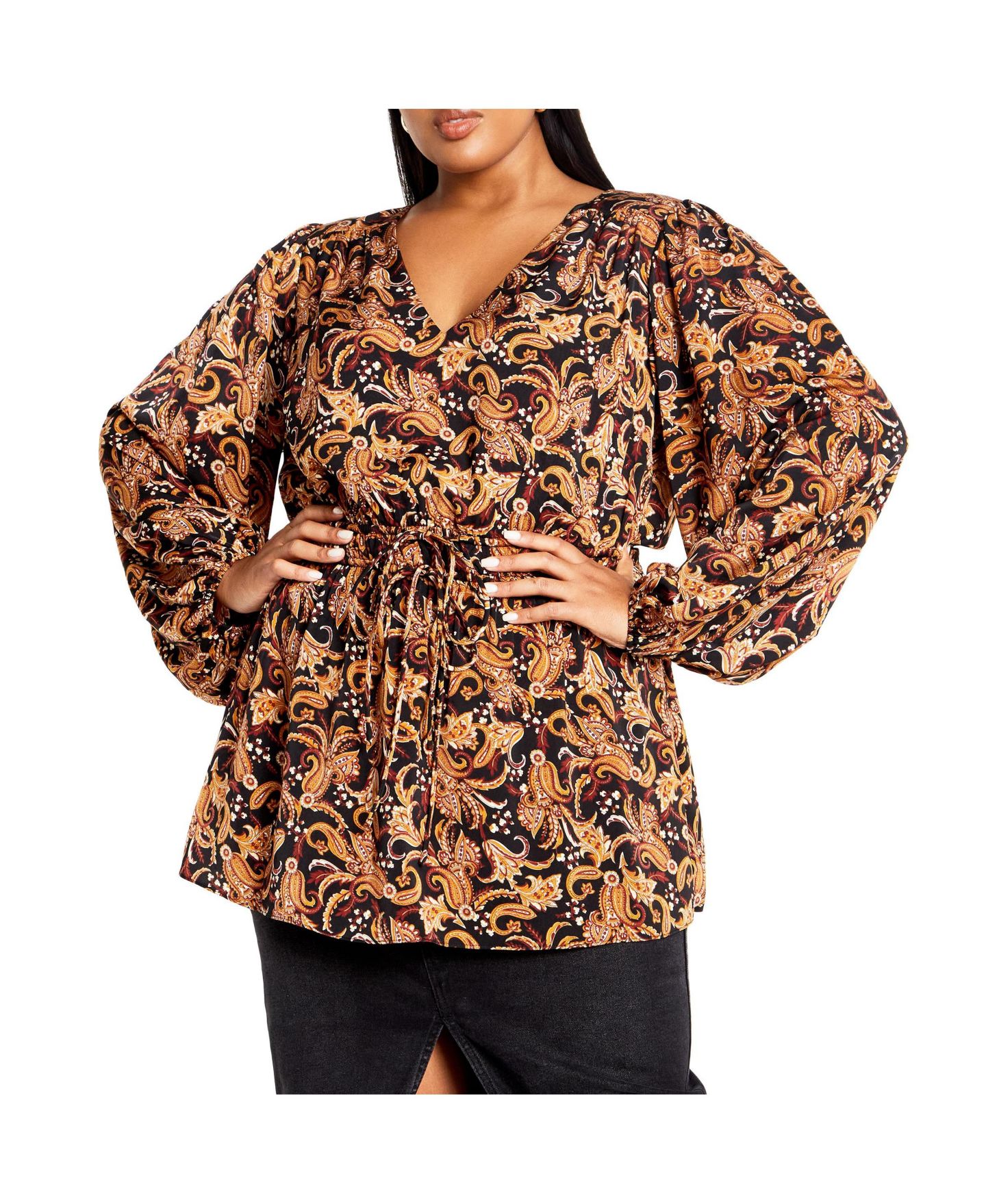 Женская рубашка CITY CHIC Plus Size Aubree Print, цвет: Чёрный — фото 1