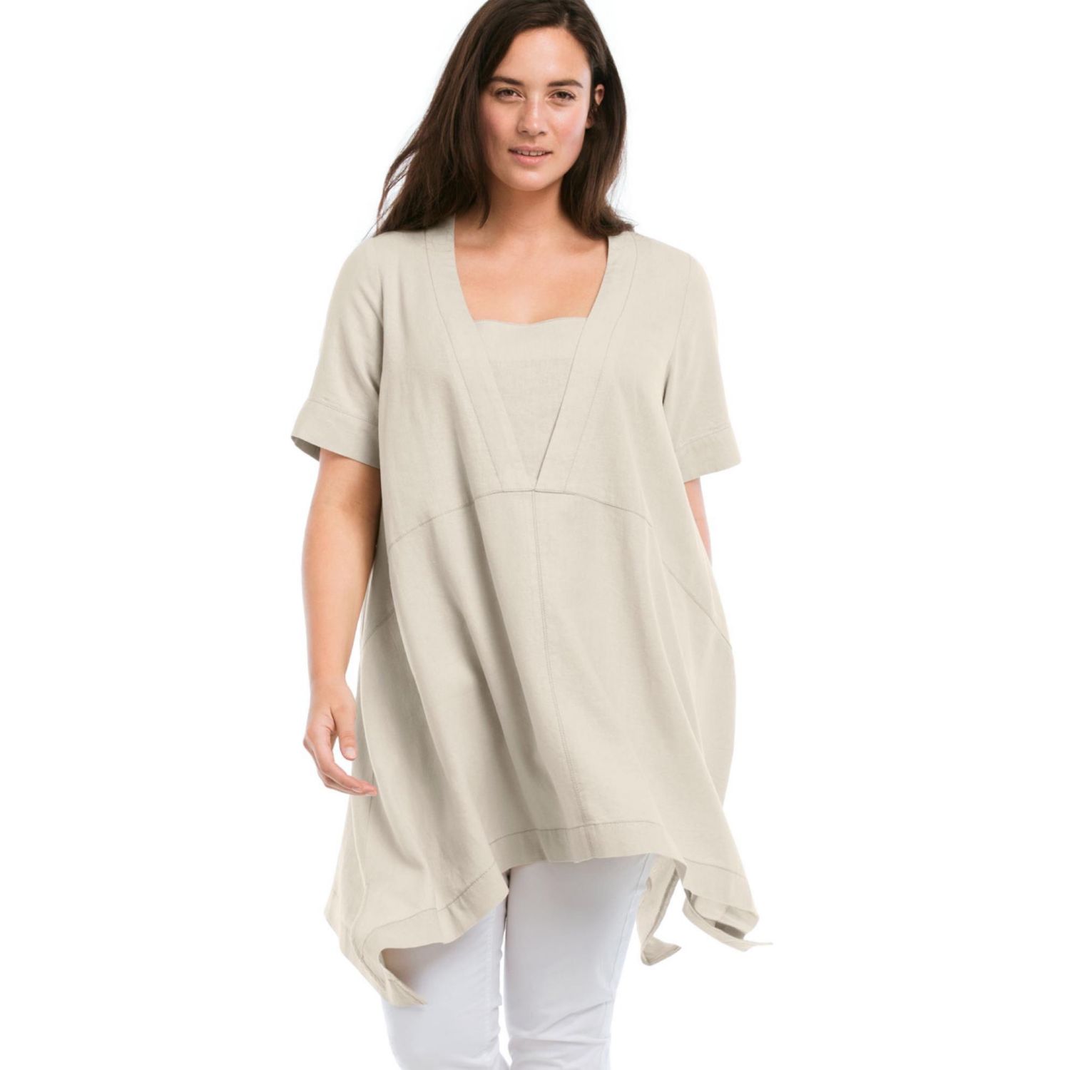 Women's Linen-Blend Hanky Hem Tunic