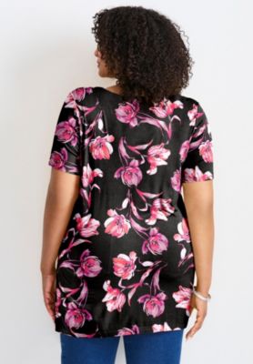 Women's Plus Size Button Detail Tunic Tee