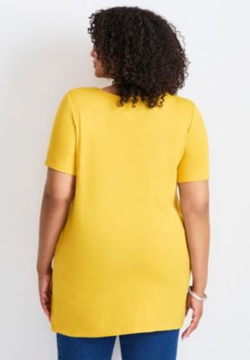 Women's Plus Size Button Detail Tunic Tee