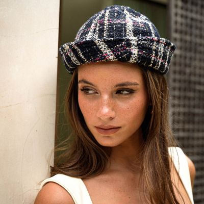 The Olive Sailor Hat in Black Tweed