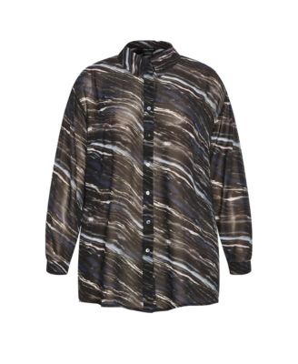 Plus Size Sheer Lover Print Shirt