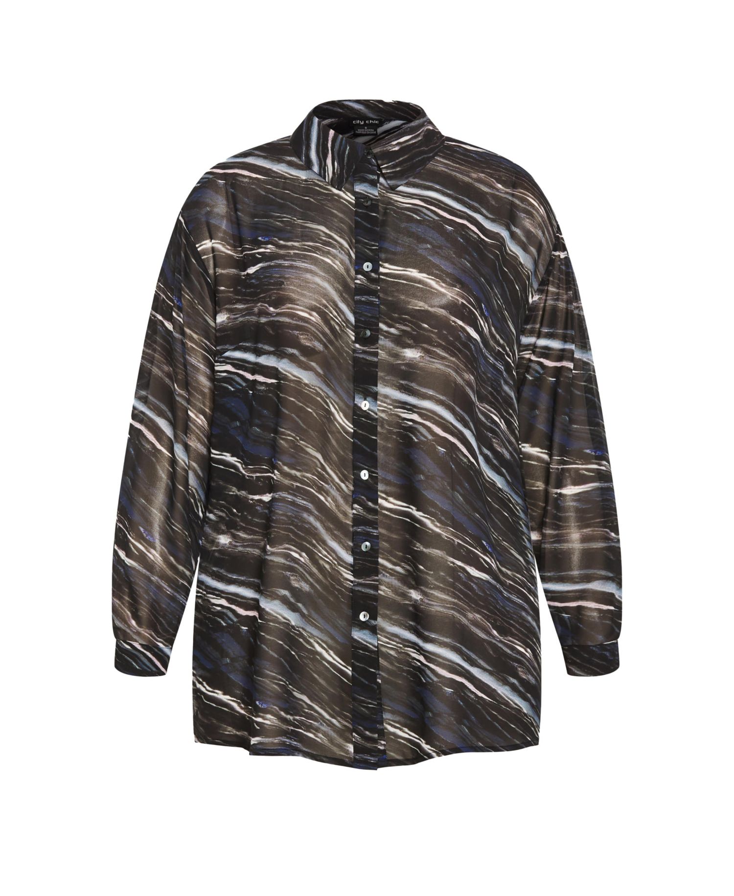 Plus Size Sheer Lover Print Shirt