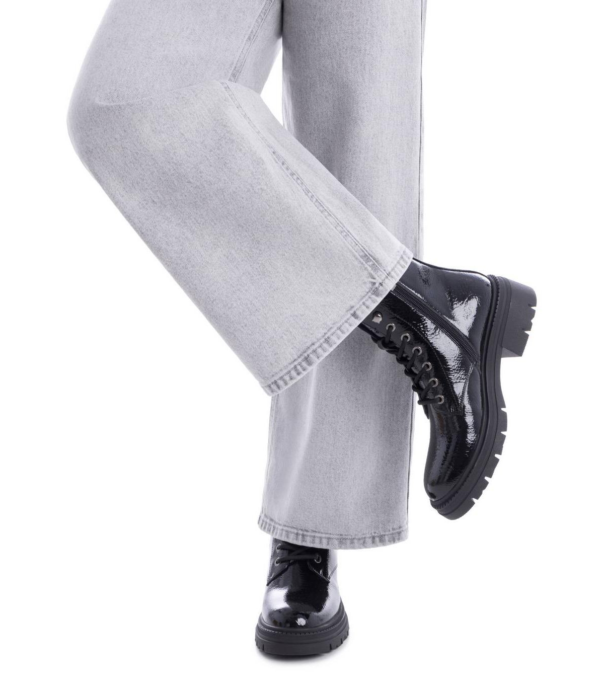 Women's Patent Leather Combat Booties By Xti