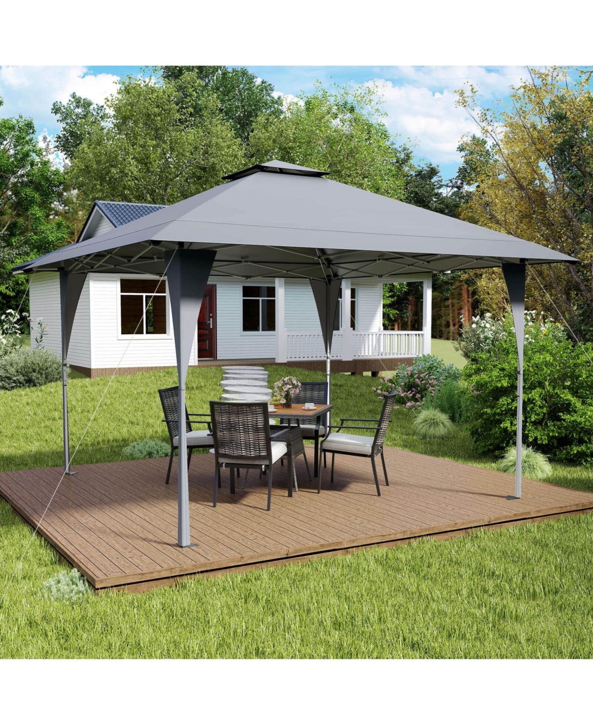 13 X Ft Pop up Gazebo Outdoor Canopy Tent with Portable Carrying Bag 8 Stakes