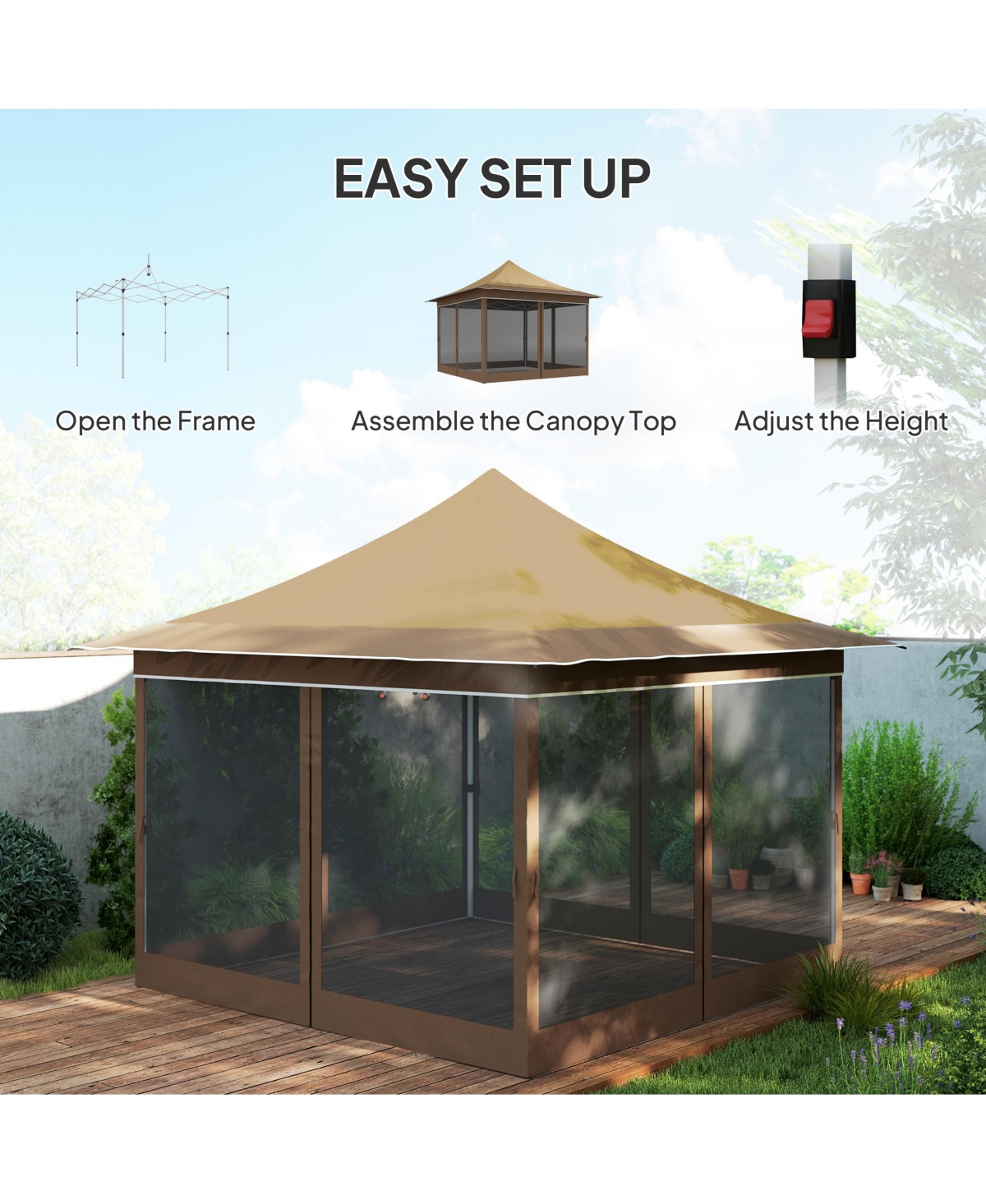 Outsunny 12 x ft. Pop Up Canopy Tent, Inst Shelter,