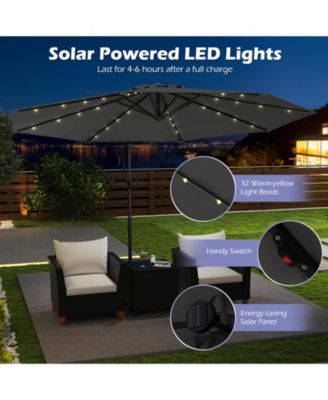 Offset Patio Umbrella with Base and 32 LED Lights