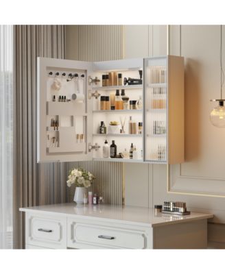 LED Bathroom Cabinet with 8 Shelves and Smart Display